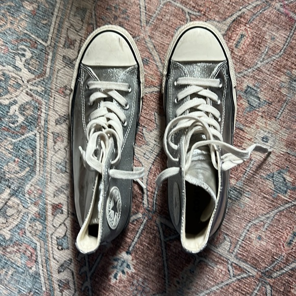 Converse Shoes - RARE Chuck Taylor All Star Silver Metallic & Glitter Leather Size 8